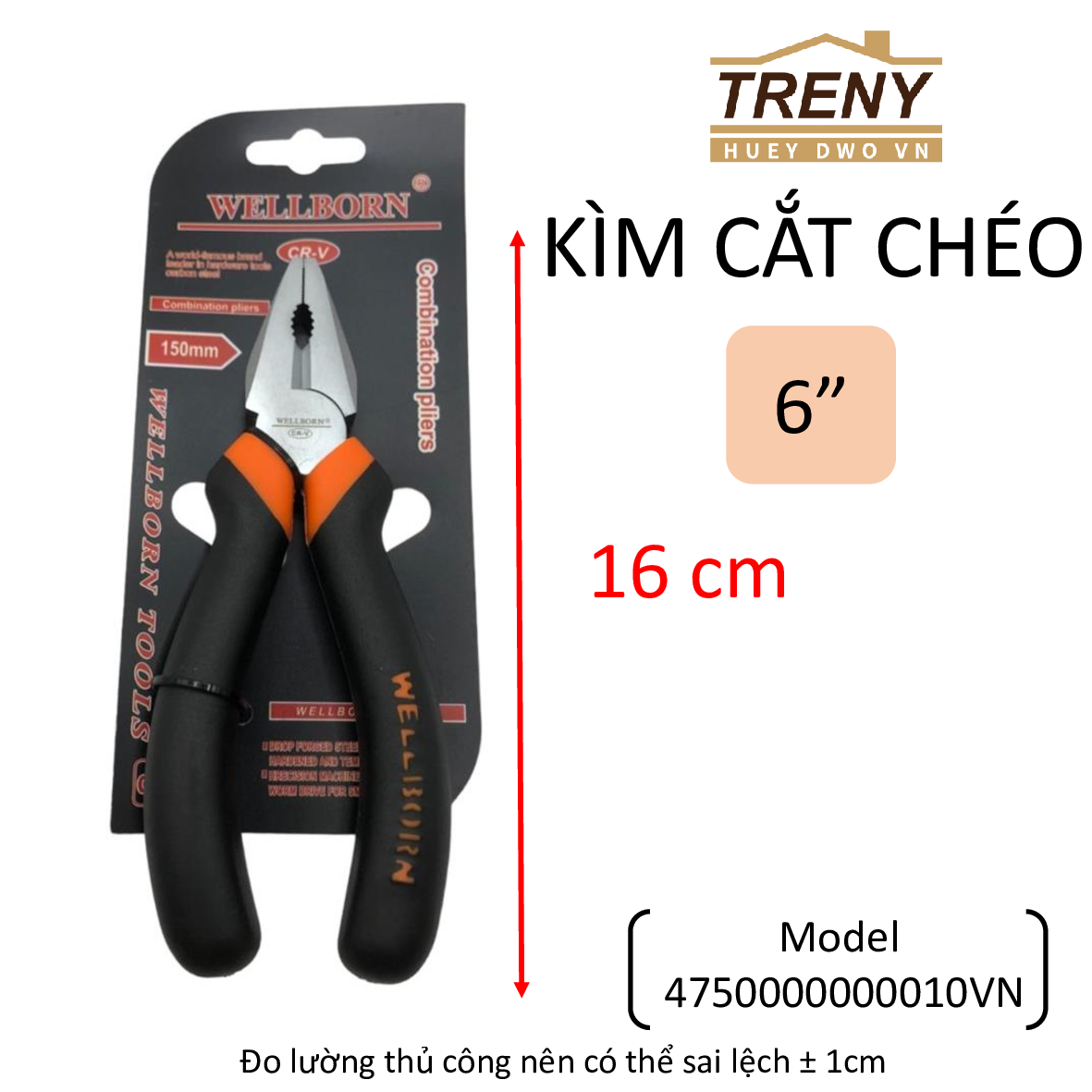 Kìm cắt chéo, kìm cắt được nhiều chất liệu khác nhau như kim loại cứng, nhựa, dây điện,.. kìm có hai kích thước 6 ", 8" , kìm kích thước 6 inch - 150mm