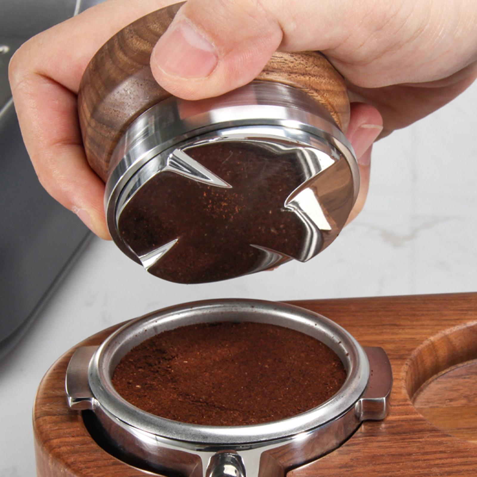 Coffee Distributor/Leveler Tool, Coffee Tamper, Stainless Steel Base Wood Handle, Adjustable, Powder Press