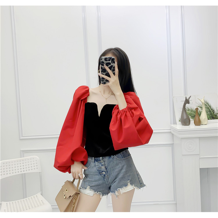 Áo kiểu cổ V tay phồng - A05S