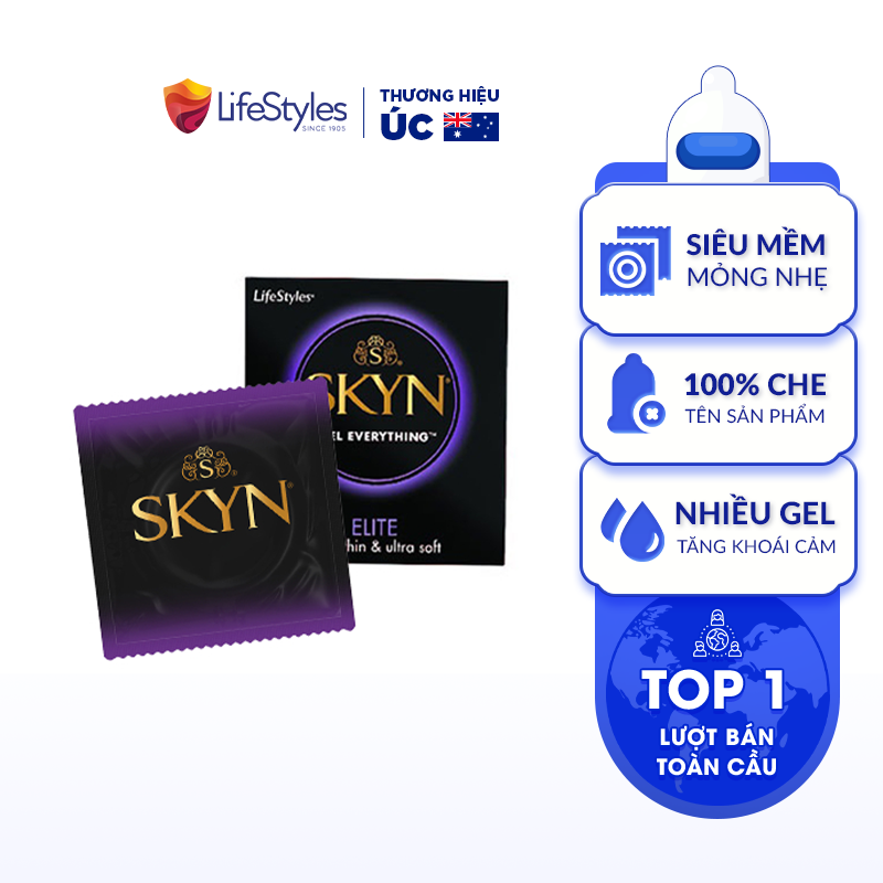 Bao cao su Siêu Mềm Không Gây Kích Ứng Da LifeStyles SKYN Elite Non-latex