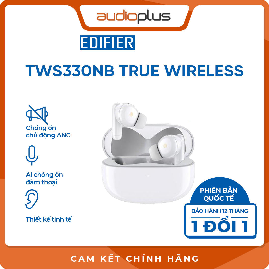 EDIFIER TWS330NB Tai nghe bluetooth chống ồn chủ động ANC - AI khử ồn đàm thoại - Game mode - Bản quốc tế - Hàng chính hãng