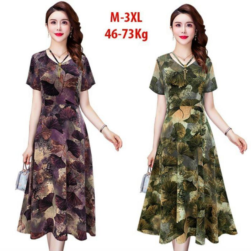 ĐẦM XÒE CỔ TIM IN HỌA TIẾT KÈM PHỤ KIỆN