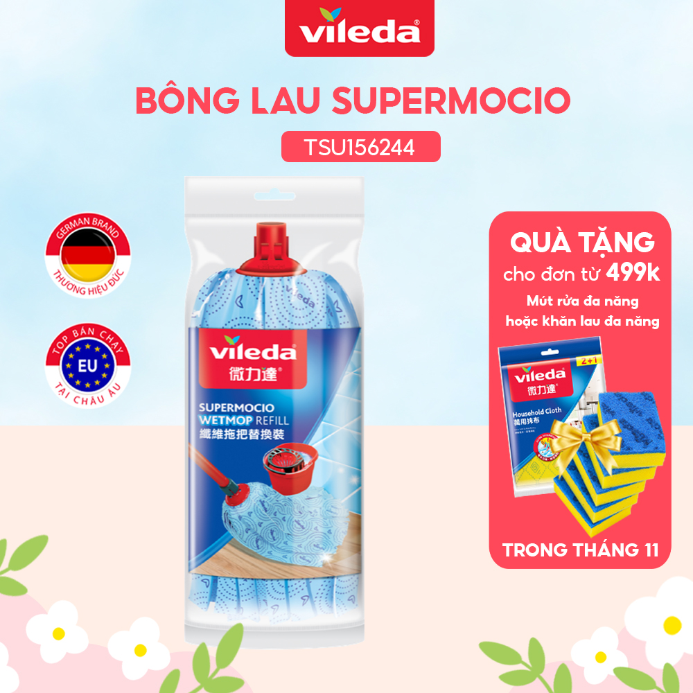 Bông lau thay thế cho cây lau nhà VILEDA Supermocio Wet, vải sợi microfibre, thấm hút, không rách - TSU156244