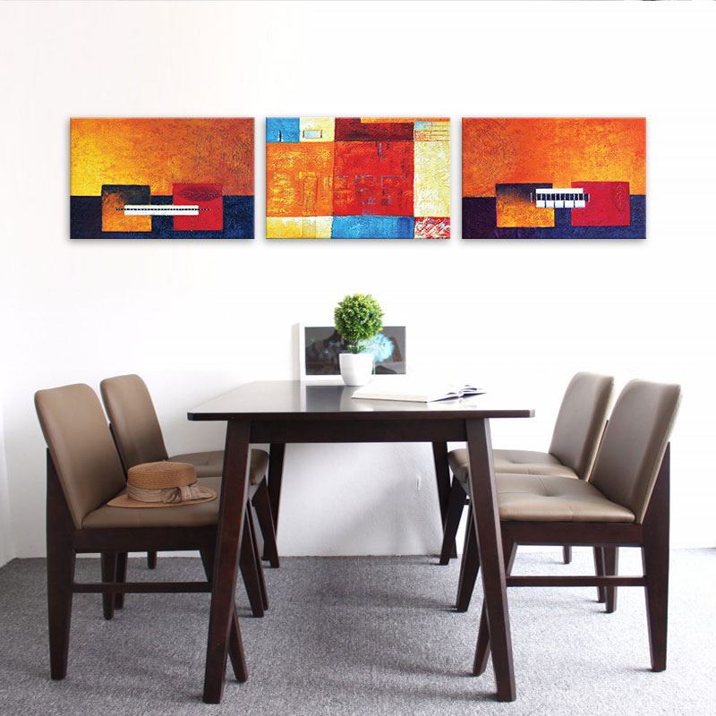 Bộ 3 tranh trừu tượng màu nóng | Tranh trang trí phòng khách W1782