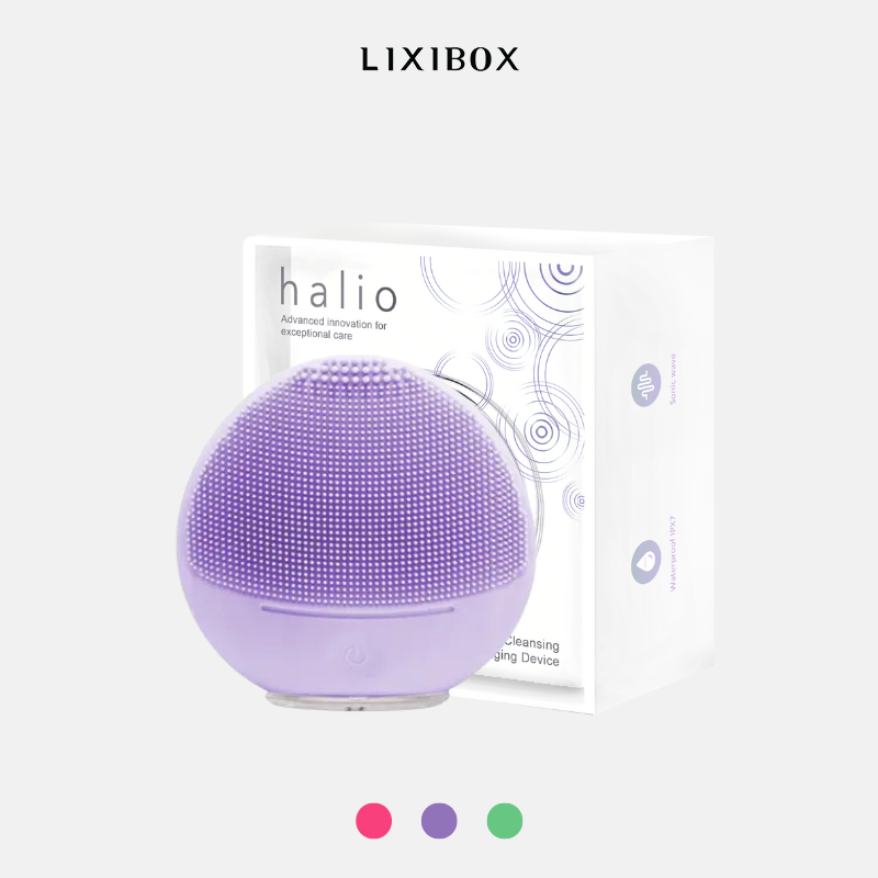 Máy Rửa Mặt Halio Sensitive Facial Device Dành Cho Da Nhạy Cảm – Sóng Âm Sạch Sâu, Kèm Hộp Treo – Purple