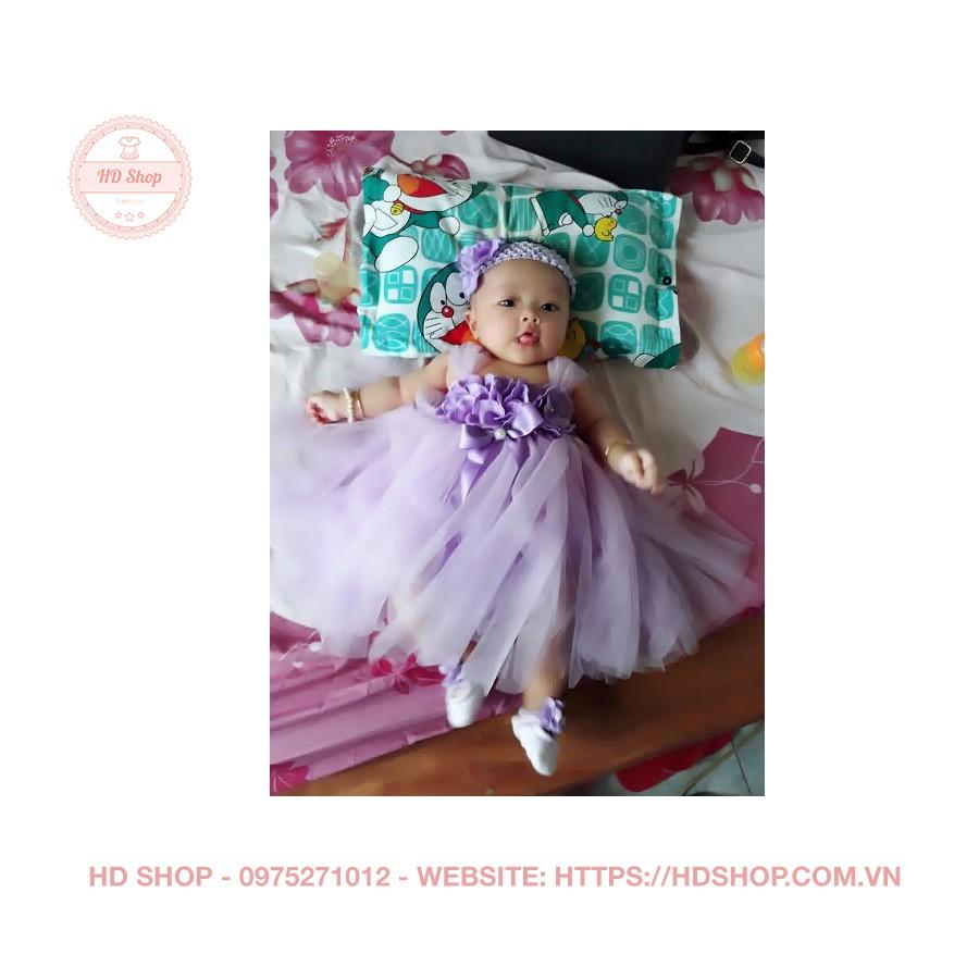 Đầm công chúa cho bé ️️ Đầm công chúa cho bé tím nhạt hoa tú cầu