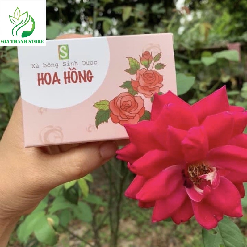 Xà bông thiên nhiên Sinh Dược Hoa Hồng [Bản Giới Hạn] Rose Handmade Soap 100gram làm sạch sâu,ngừa mụn, dưỡng da, sáng da, se khít lỗ chân lông