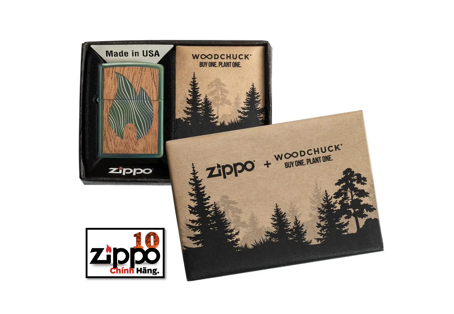 Bật lửa Zippo WOODCHUCK USA Flame SKU 49057 - Chính hãng 100%