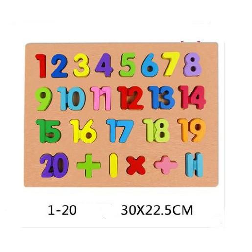 Bảng số nổi bằng gỗ 1-20