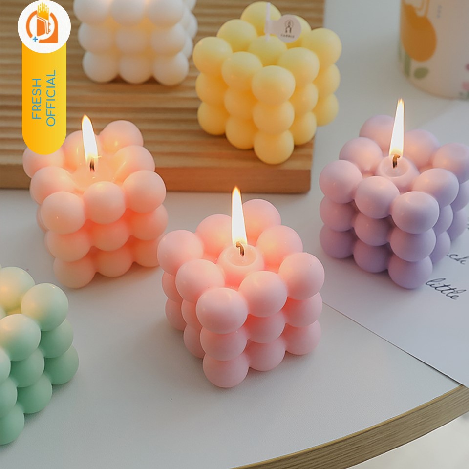 Nến Thơm Handmade Scented Candle Hình Khối Bong Bóng Siêu Dễ Thương - FRESH STORE