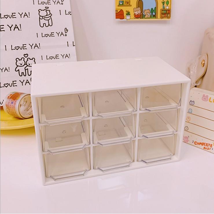 Tủ Mini 9 Ngăn Decor Góc Học Tập Phòng Học Siêu Xinh Kệ Nhựa Tiện Dụng Đựng Washi Tape