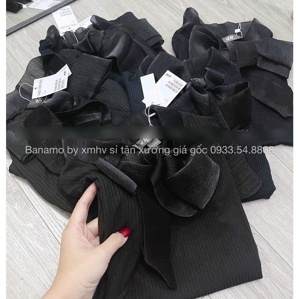 Áo cổ nơ màu đen siêu xinh thời trang Banamo Fashion 342