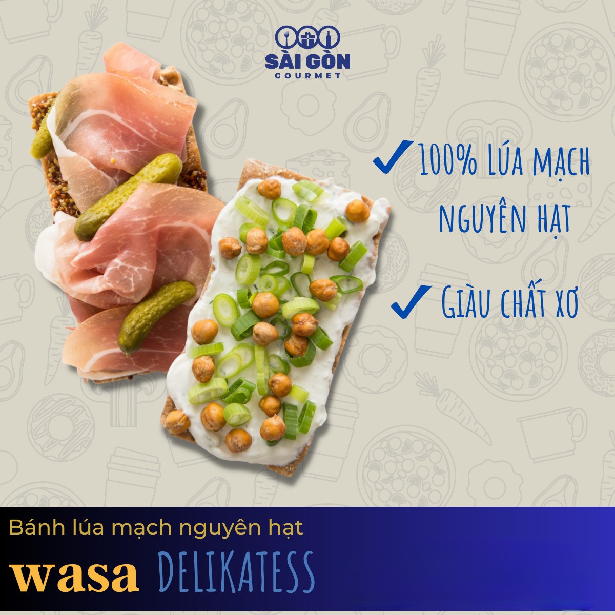 Bánh lúa mạch nguyên hạt Wasa Delikatess - Gói 270g