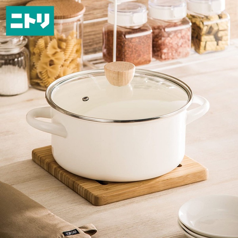 Bộ nồi tráng men nắp kính Pearl Metal Curry Chef Ø20cm - Hàng nội địa Nhật Bản