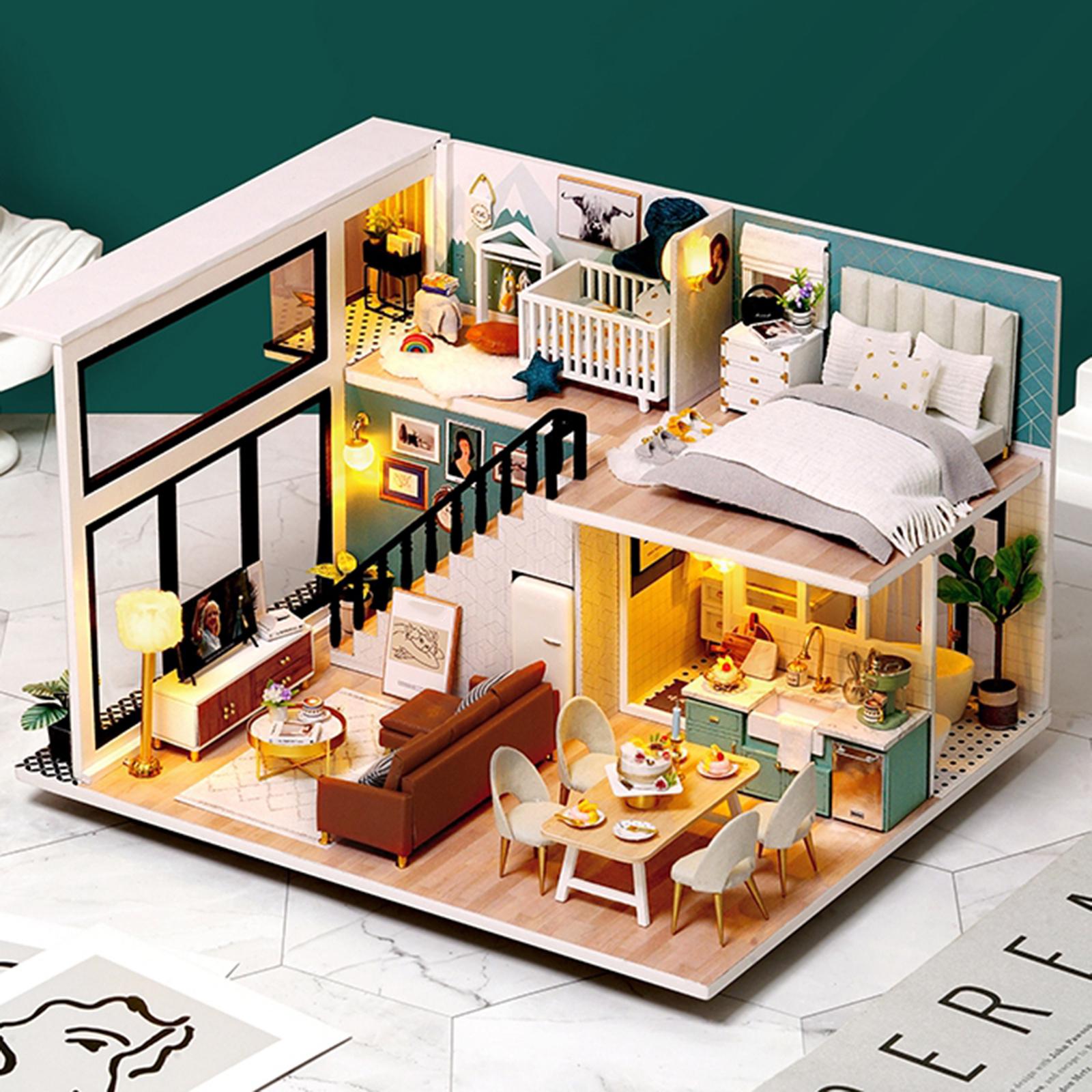 DIY Miniature Dollhouse Kit with Furniture Wooden House Without Dust Proof