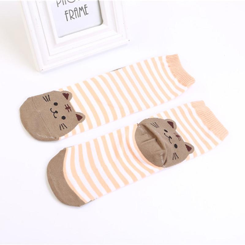 Vớ Cotton Cao Cổ In Họa Tiết Mèo Đáng Yêu Dành Cho Nữ
