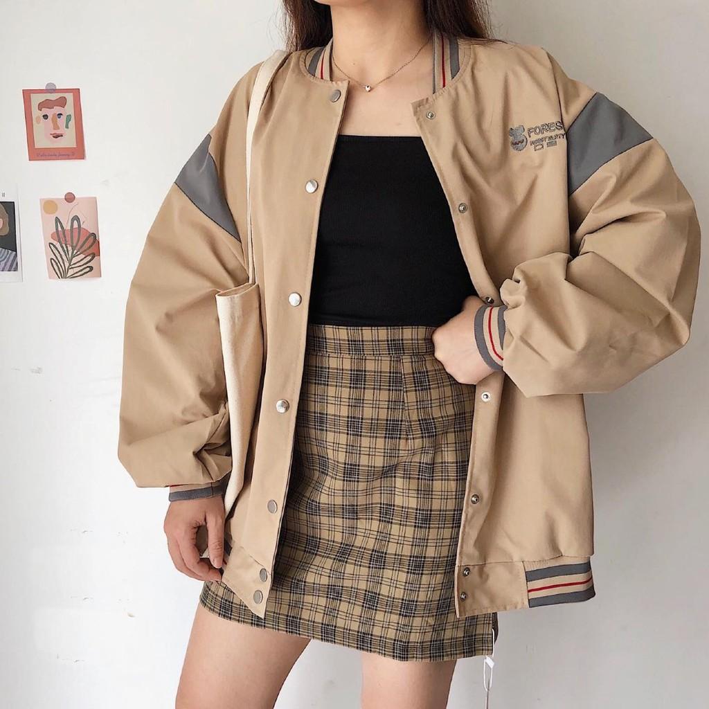 Áo khoác bomber nam nữ vải dù 2 lớp oversize Áo bomber form rộng Áo khoác bóng chày unisex - Gin Store