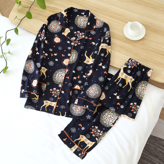 Hình ảnh Pijama Mặc Nhà , Đồ Bộ Ngủ Nữ Dài Tay Azuno BN2116 Chất Liệt Cotton Lụa Có Thể Mặc Mùa Hè