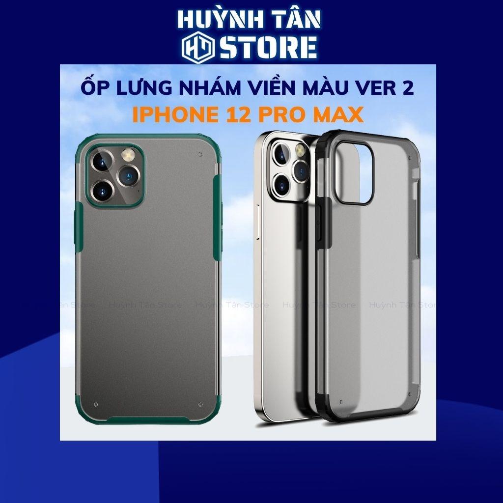 Ốp lưng ip 12 pro max ip 12 pro chống sốc bảo vệ camera chống vân tay nhám viền màu ver 2 phụ kiện huỳnh tân store