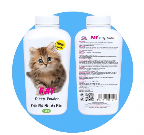 Phấn Thơm Khử Mùi Tắm Khô Cho Mèo Fay Kitty Powder 120g