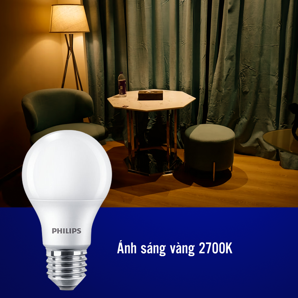 Bóng Philips Ledbulb 8.5-60W E27 A60 FR DIM - Màu ánh sáng ( vàng 2700K)