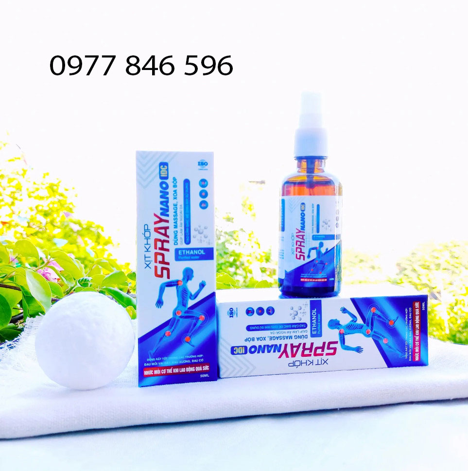 Xịt khớp SPRAY NANO IDC dùng xoa bóp giảm nhanh các triệu chứng đau mỏi vay gáy, xương khớp, bong gân hộp 50ml