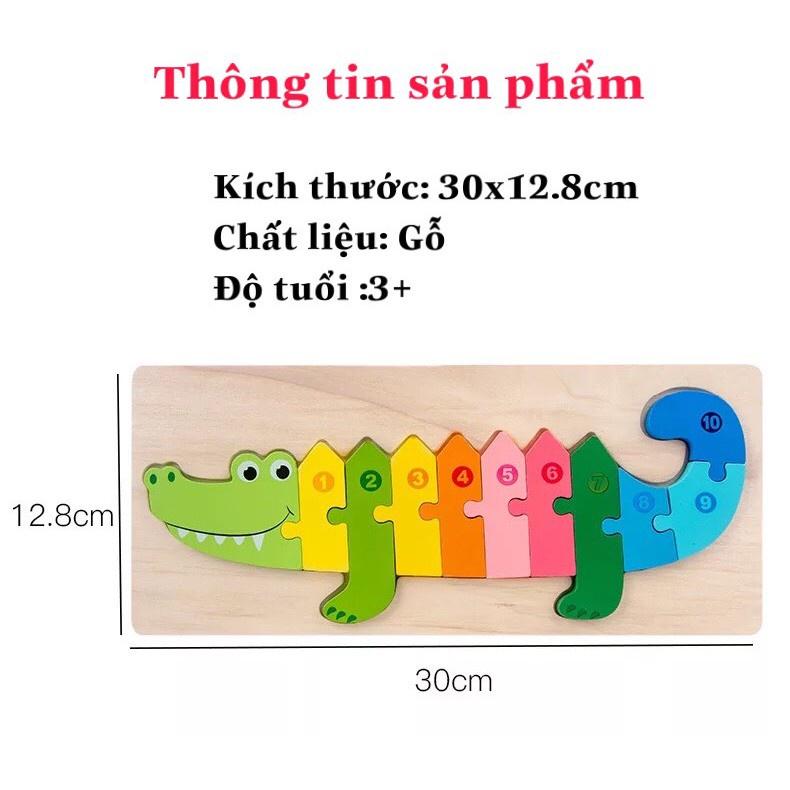 Đồ Chơi Tranh Ghép Nối Số Từ 1-10, Tranh Ghép Gỗ Xếp Hình 3D Cho Bé