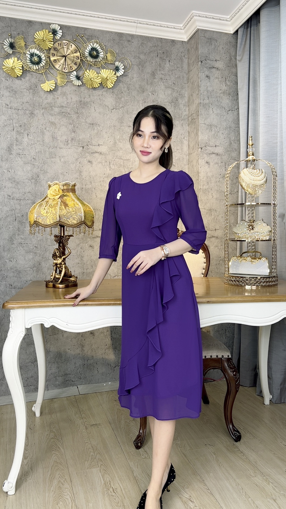 Đầm Trung Niên [ Linh Trà ] (TM 1169) Trẻ Trung Thiết Kế Trang Nhã Thanh Lịch Bigsize Đi Làm Đi Tiệc Cho Bà Cho Mẹ U50