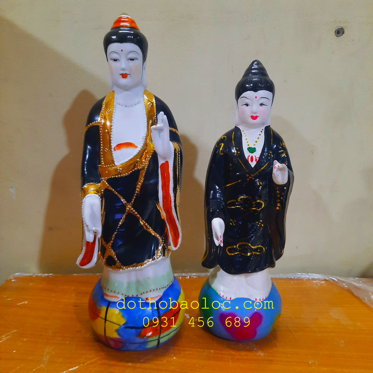 Tượng Địa mẫu men sứ cao cấp 2 mẫu cao 42cm và 37cm