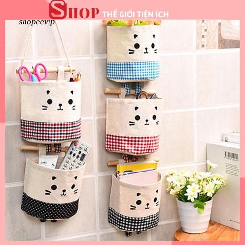 Túi treo tường đựng đồ hình mèo con dễ thương 88098 THẾ GIỚI TIỆN ÍCH