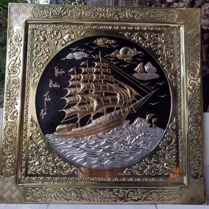 Tranh đồng thuận buồm xuôi gió đúc liền khối 90 x 90cm