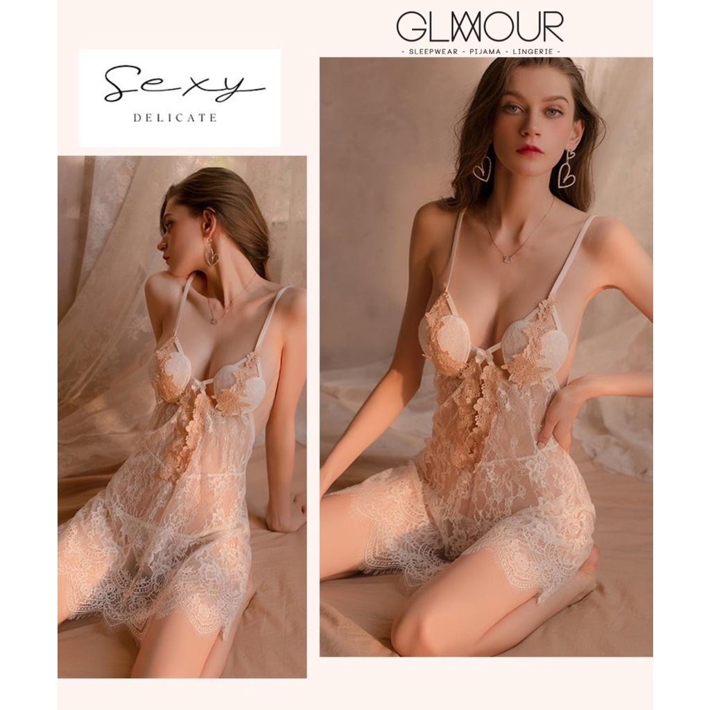 Váy ngủ 2 dây ren điệu đà quyến rũ Fall in LoveDress ngực có mút mỏng trái tim sexy