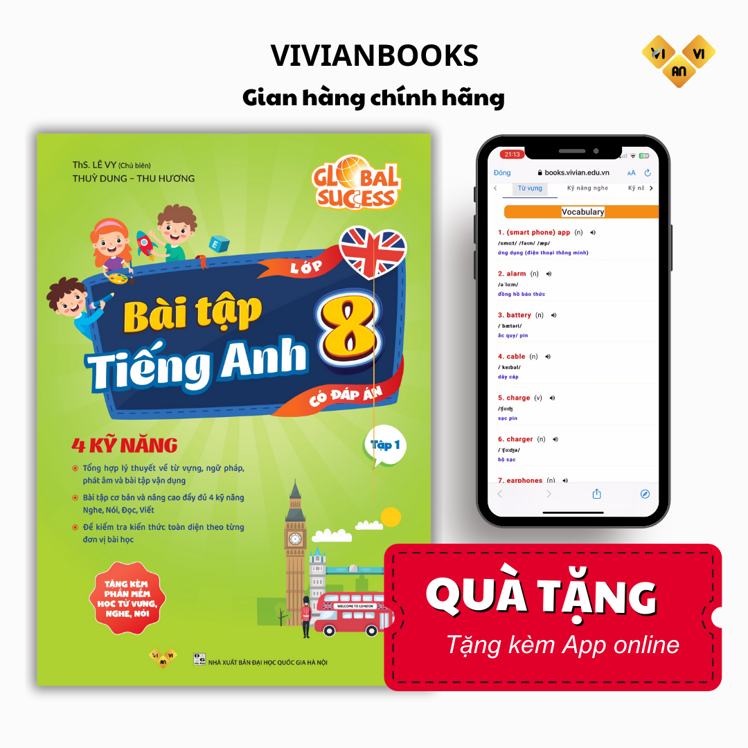 Global Success 8 - Bài tập tiếng Anh lớp 8, 4 kỹ năng (Có đáp án) – Tập 1 – ThS. Lê Vy – Anh ngữ Vivian