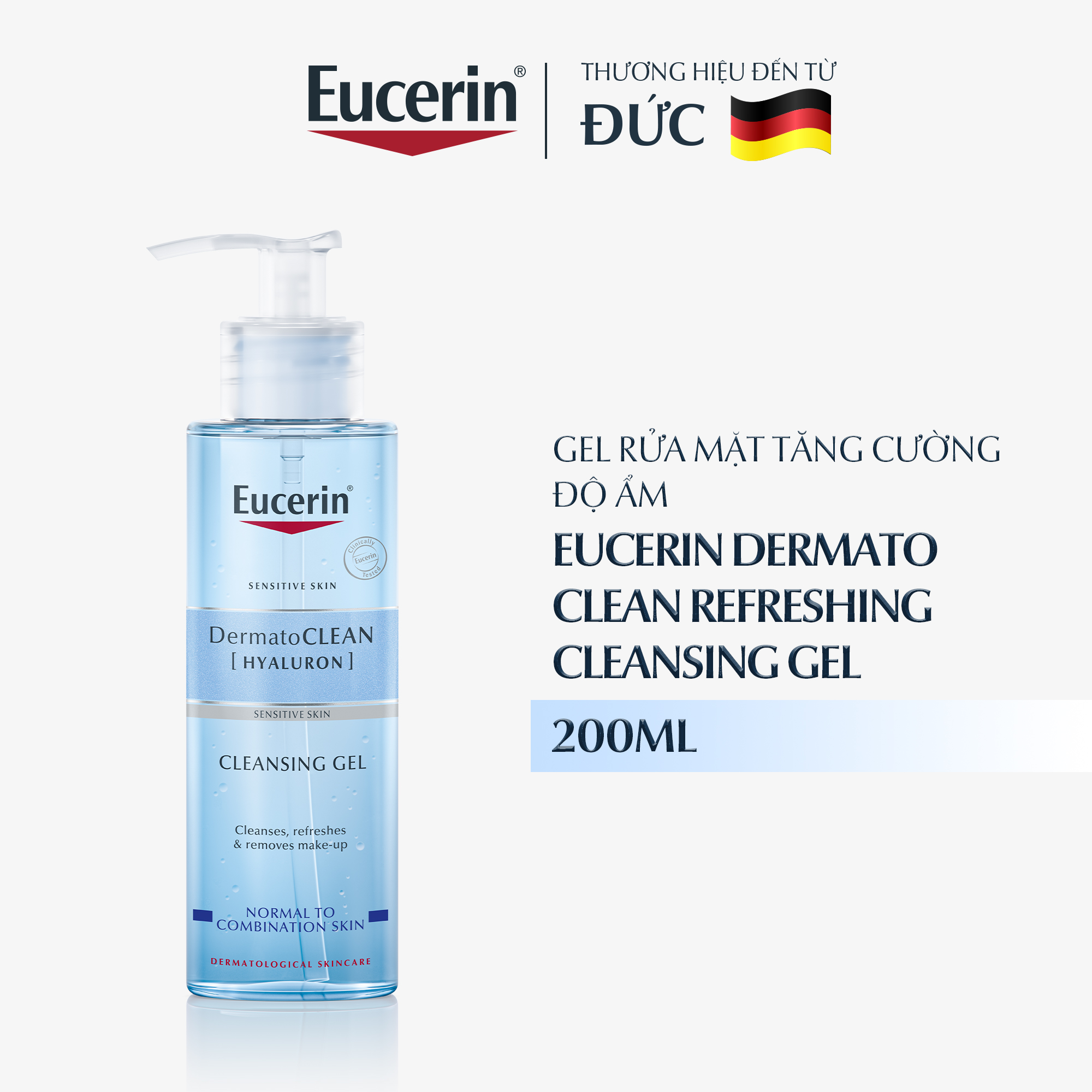 Gel rửa mặt cấp ẩm cho da nhạy cảm Eucerin DermatoCLEAN Cleansing Gel 200ml