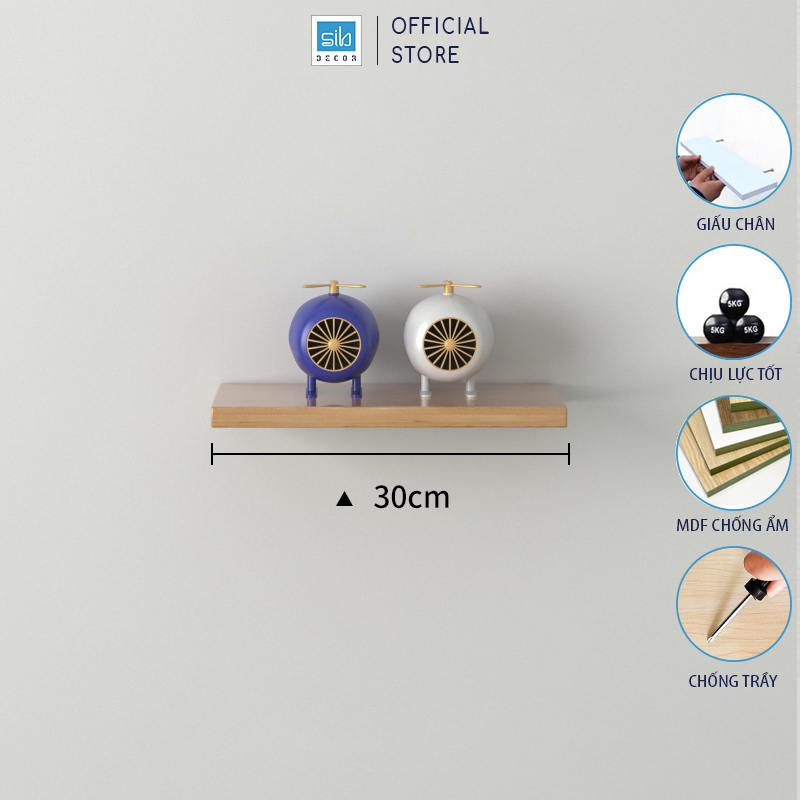 [Mua 2 giảm 10%] Kệ Thanh Ngang Trang Trí Màu Sồi Oak 389 Nhiều Kích Thước Thương Hiệu SIB Decor KT001