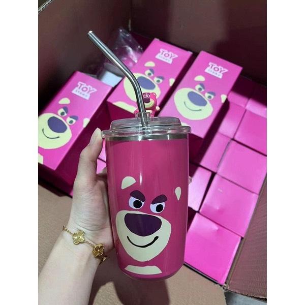 Ly Giữ Nhiệt , Bình giữ nhiệt Gấu Dâu Lotso Hồng Giữ Nhiệt Ninox 304 Hàng Loại 1