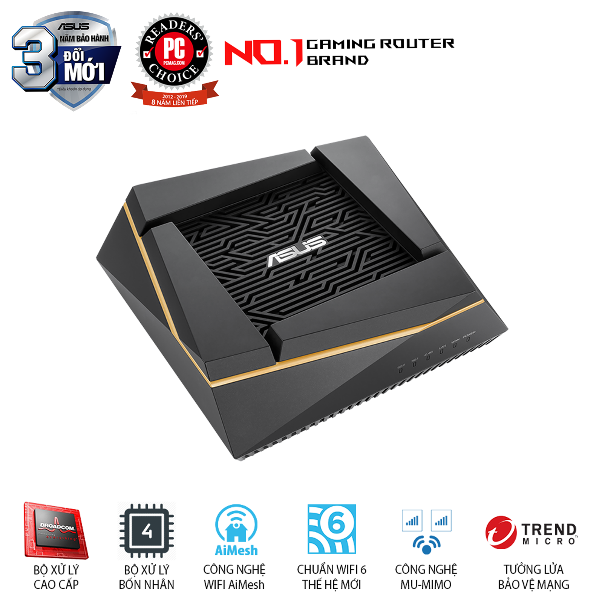 Router Wifi Mesh Asus RT-AX92U 3 Băng Tần AX6100 - Hàng Chính Hãng