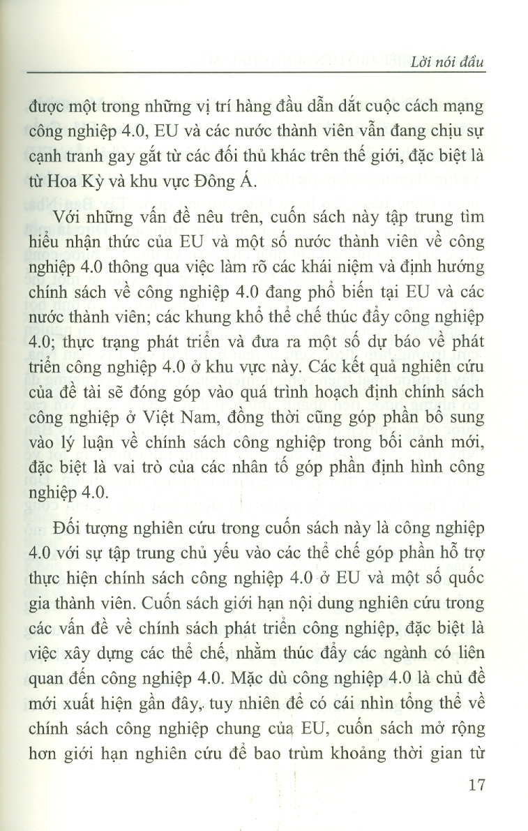 Công Nghiệp 4.0 Ở Liên Minh Châu Âu Và Một Số Nước Thành Viên (Sách chuyên khảo)