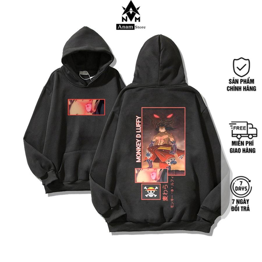Áo Hoodie Nam Nữ LUFFY 5 Vải Nỉ Ngoại Dầy Nón 2 Lớp Tay Bo Gân, Anam Store
