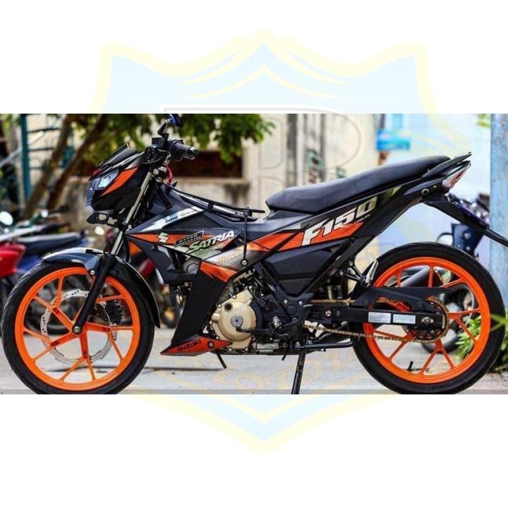 Tem rời xe satria fi đỏ đen chất liệu CROM