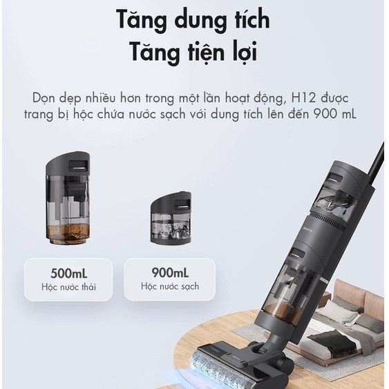 Máy Hút Bụi Lau Nhà Cầm Tay DREAME H12, Cảm Biến Báo Vết Bẩn, Vệ Sinh Con Lăn Tự Động, Công Suất 100W Áp Suất 10,000 Pa - Hàng Chính Hãng