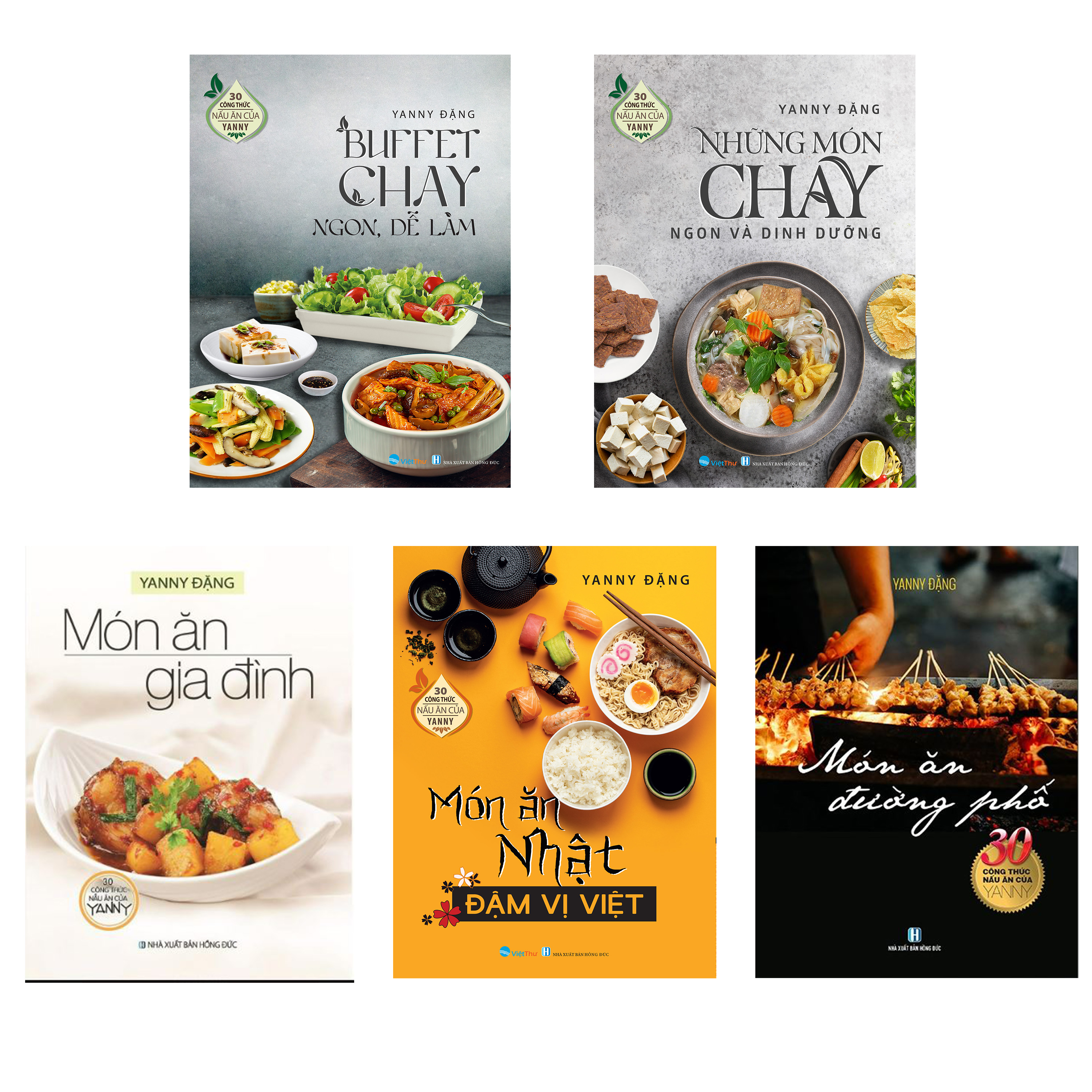 Sách - Trọn Bộ Món Ăn Đường Phố - Món Ăn Gia Đình - Món Ăn Nhật Vị Việt - Buffet Chay -Món Chay Ngon Dinh Dưỡng 5 Cuốn