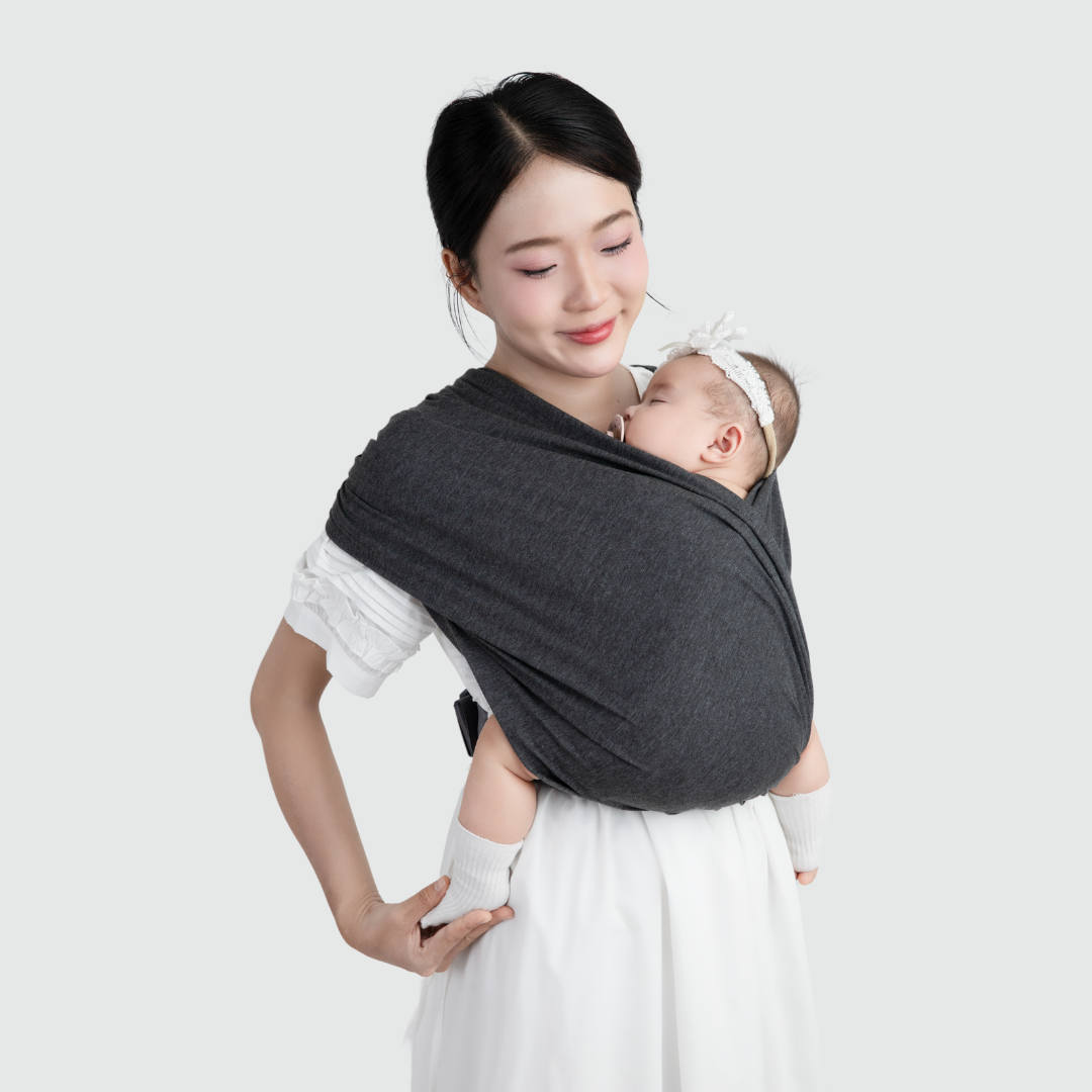 [THIẾT KẾ MỚI] Địu Vải EmBé Sling Cao Cấp Màu Charcoal Cho Bé Từ 0 Đến 24 Tháng Tuổi