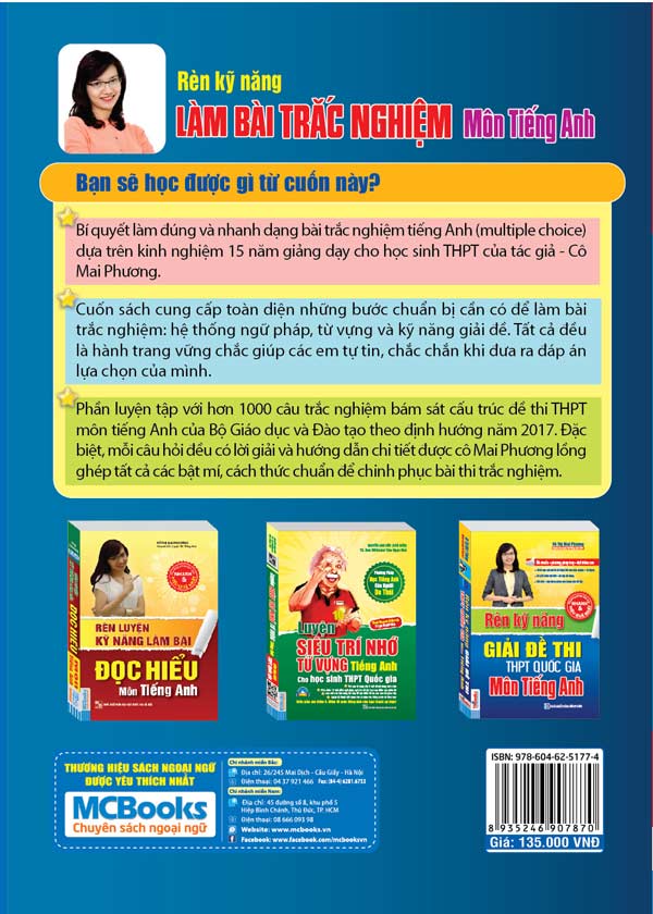 Rèn Kỹ Năng Làm Bài Trắc Nghiệm Môn Tiếng Anh (Bộ Sách Cô Mai Phương) - TKBooks