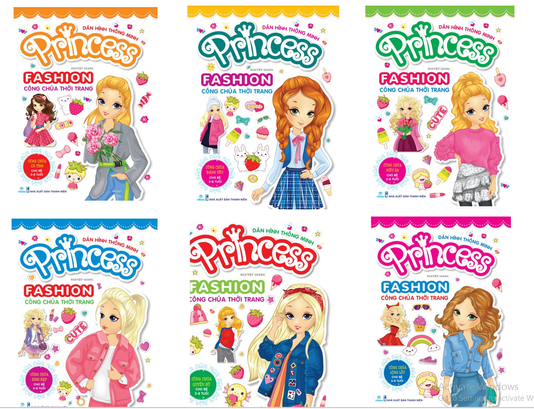 Sách - Combo 6 Cuốn Dán Hình Thông Minh Princess Fashion Công Chúa Thời Trang Cho Bé 3 - 8 Tuổi - Ndbooks - Combo 6 Cuốn