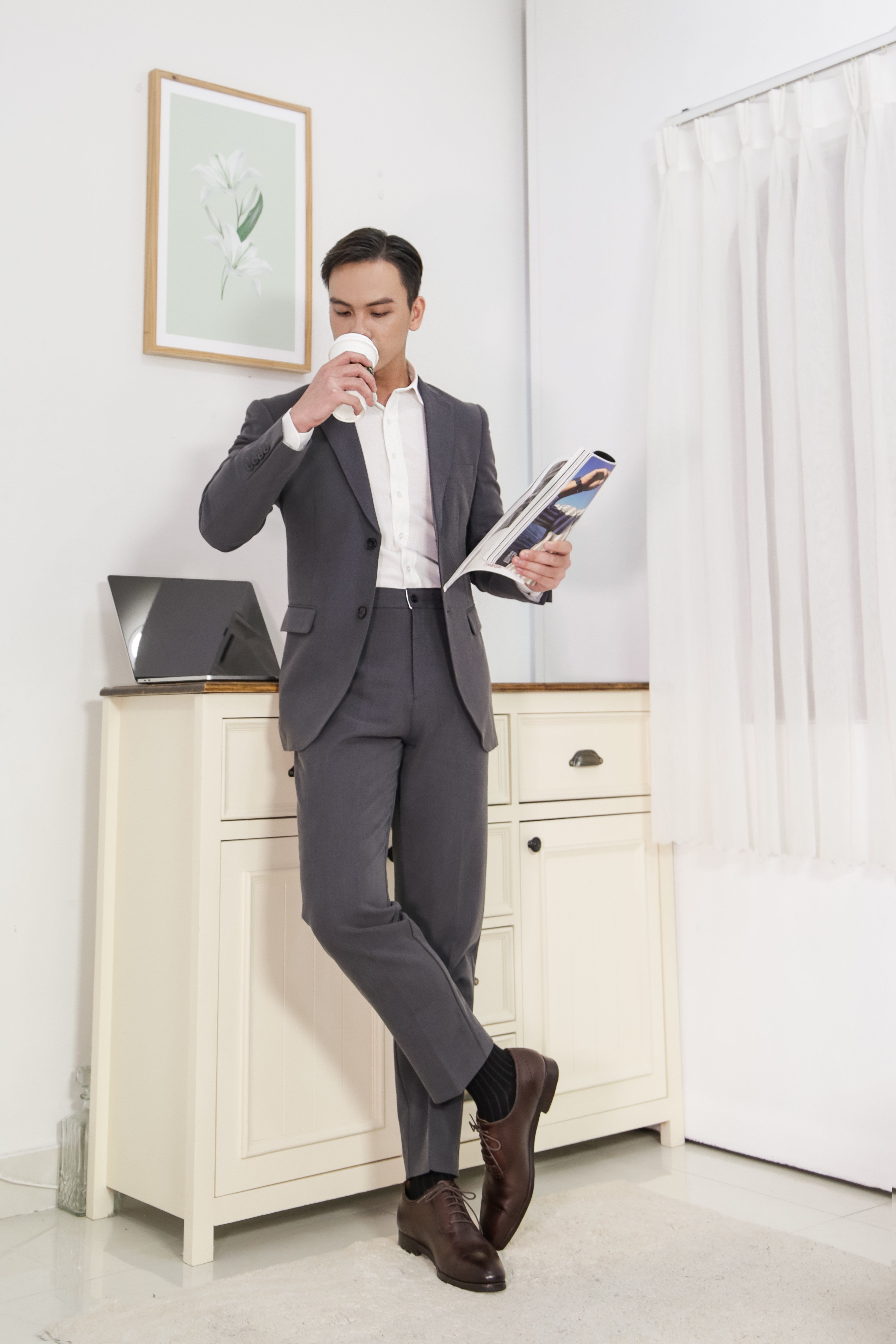 Bộ suit công sở may đo, thiết kế hai hàng khuy đơn, BASIC-SUIT-3 kiểu dáng Slim Fit, phong cách thanh lịch và sang trọng - HY.WO