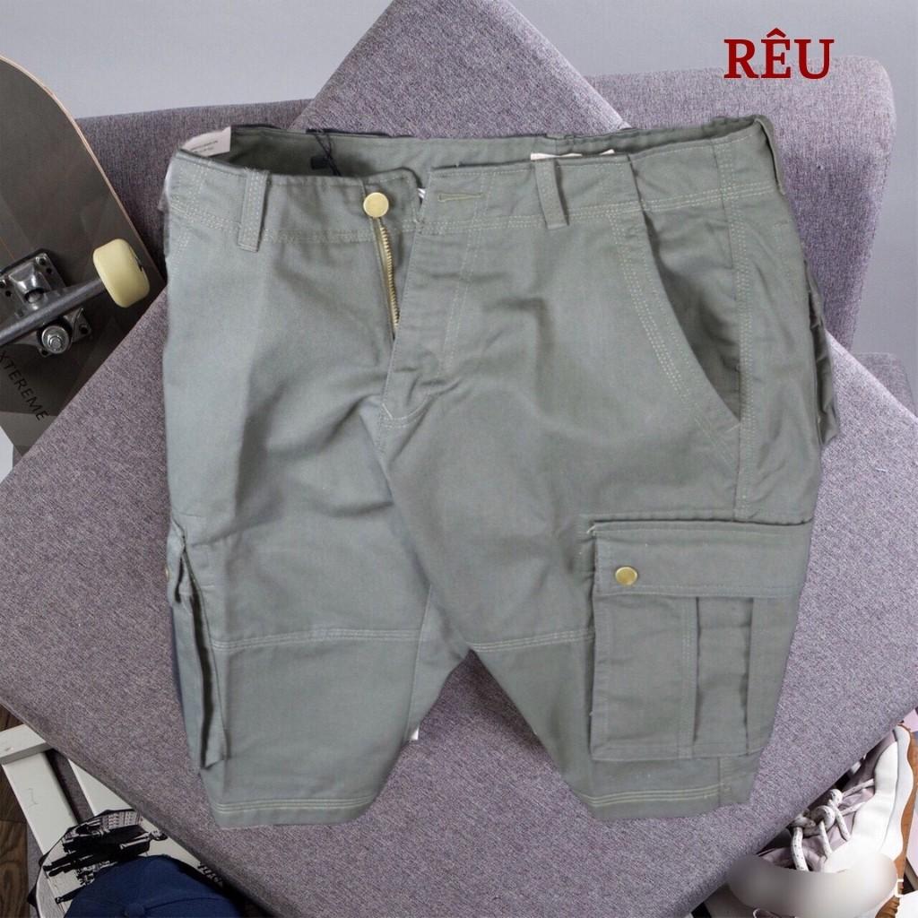 Quần Short Kaki Cao Cấp H&H-Q02 Quần Short Túi Hộp Chất Vải Kaki 100% Hàng Xuất Khẩu - 5 Màu