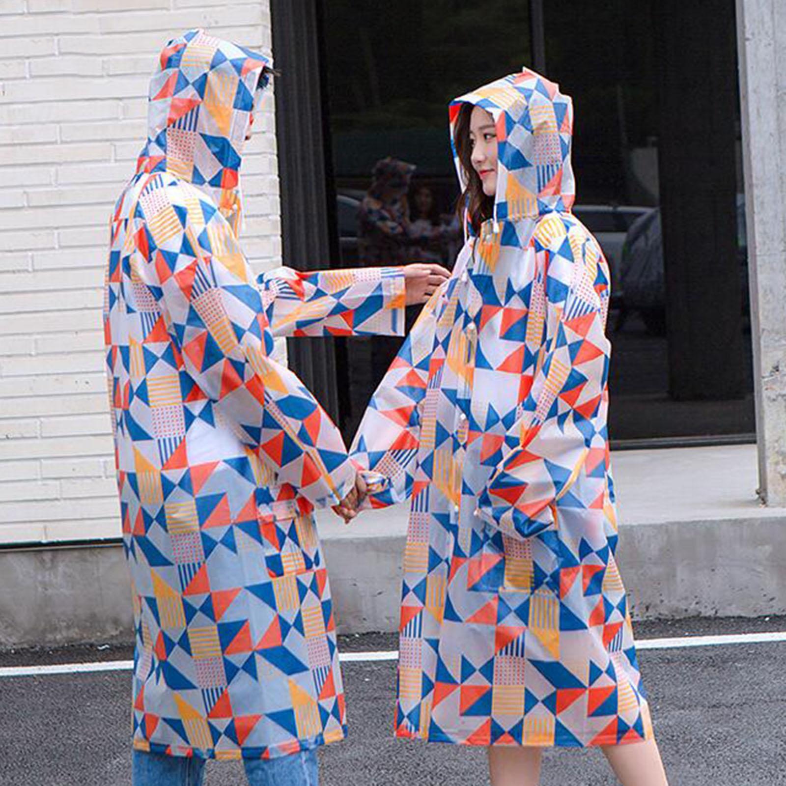 Reusable Raincoat Rain Coats Poncho with Hoods Hiking Running Rainwear M