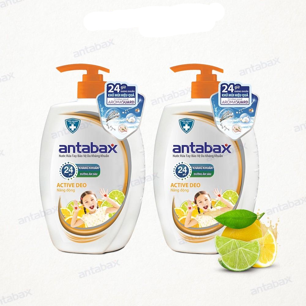 Combo 2 Nước Rửa Tay Bảo Vệ Da Kháng Khuẩn Antabax Active Deo Năng Động 250ml