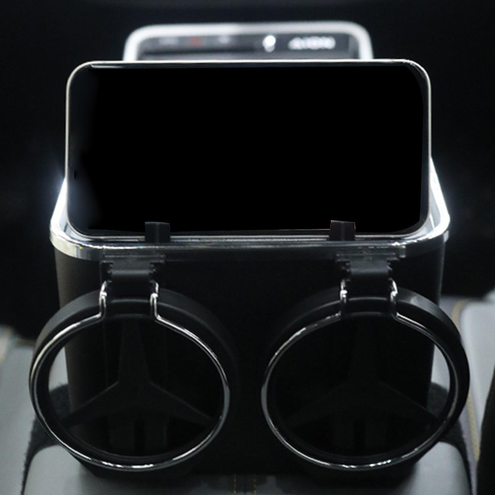Car Armrest Storage Box Foldable Cup Holder for Coffee Cups Cellphones